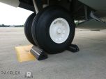 RAYFLEX AIRCRAFT WHEEL WITH CHOCKS IN PLACE